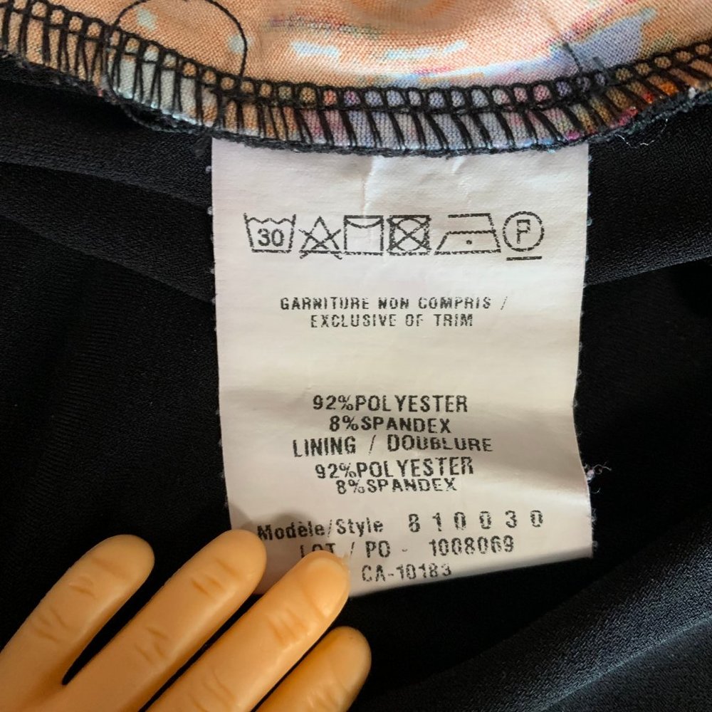 Cartise US 14 Black Stretchy Short Sleeve Women's Multicolor Lined Dress EUC - Picture 3 of 10